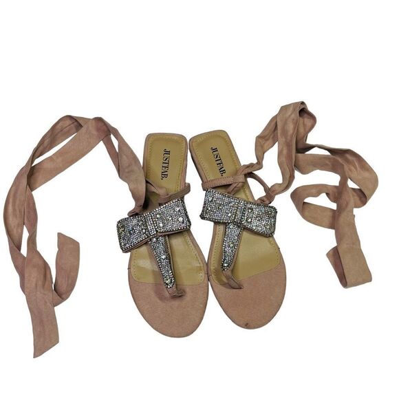 JustFab Blush Wrap Up Flat Sandals - Size 6.5 - Picture 9 of 16